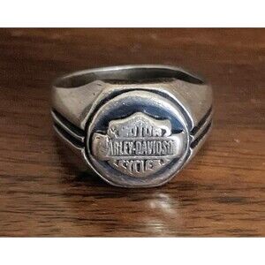 Vintage Sterling Silver Harley Davidson Biker Ring NICE